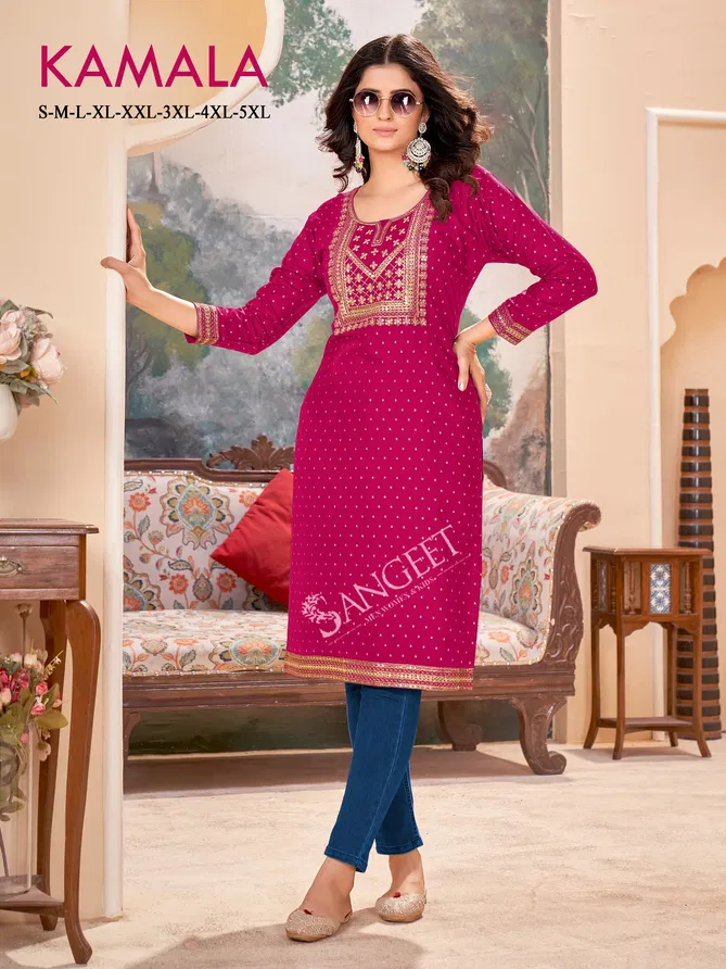 Kamala By Sangeet Rayon Embroidery Kurti Wholesale Online